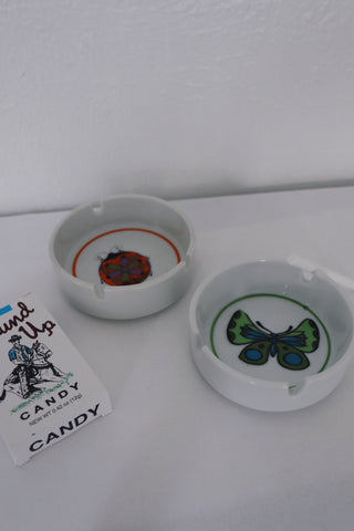 Groovy Butterfly + Lady Bug Ashtray Set