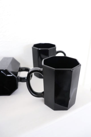 Set of Five 1980s Arcoroc Hex Mugs