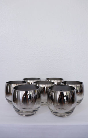 Set of Seven Mid-Century Roly Poly Mirrored Glasses