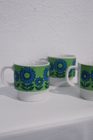 Set of Three Stacking Flower Power Mugs