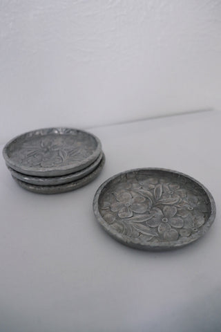 Hand-Stamped Sterling Dogwood Flower Coasters ~ Set of Four