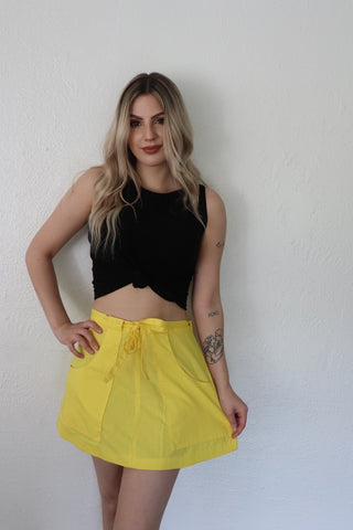 1960s Yellow Mini Wrap Skirt ~ Size Small